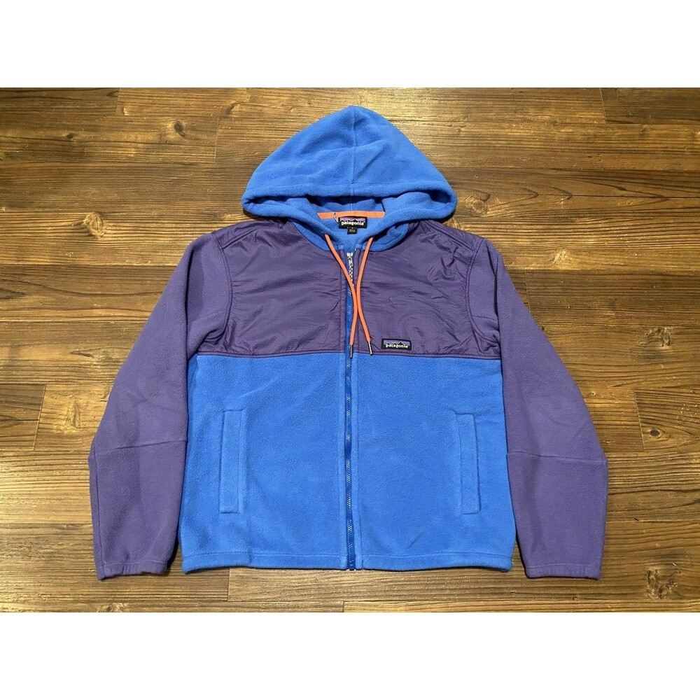 Patagonia Microdini Polar Fleece Hoodie Women’s Small Full Zip Colorblock Jacket - Picture 2 of 10
